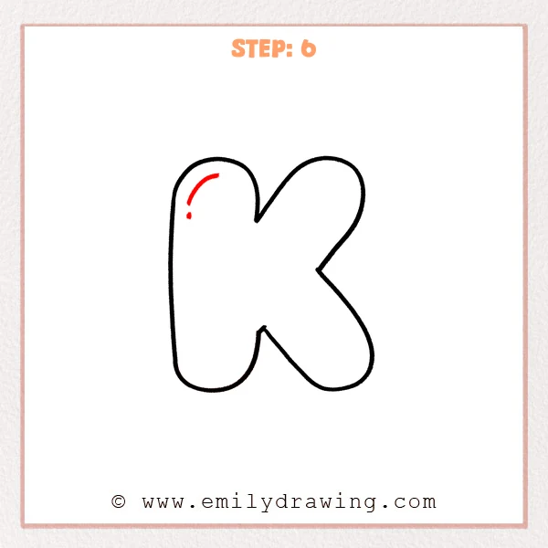 how to draw a bubble letter k - Step 6